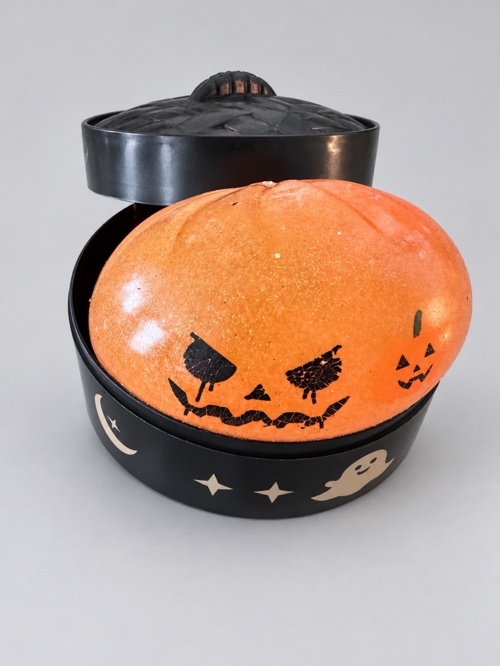 Halloween Orange Glitter Pumpkin Squishy with Black Storage Case
